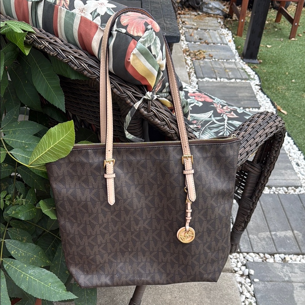Michael Kors Brown Signature Jet Set Tote